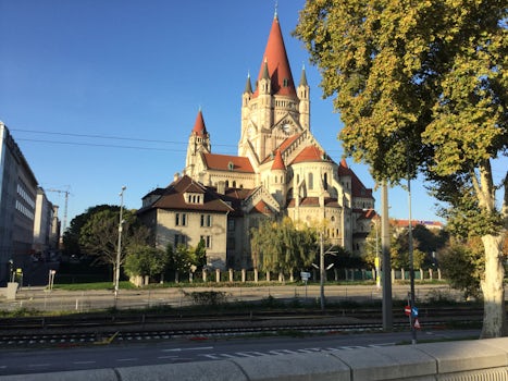 Catholic Church walking distance from docked ship in Vienna.