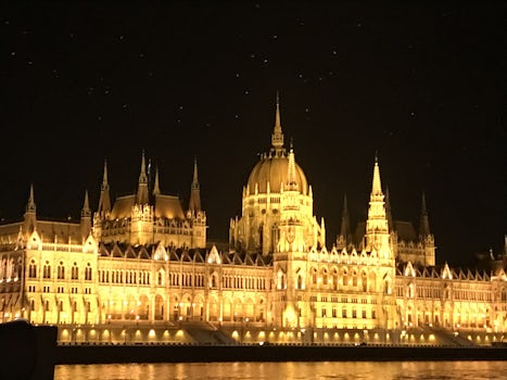 The beautiful Parliament building in Budapest. It appears that the sky was