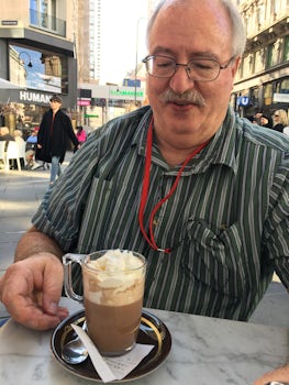 Having a hot chocolate in Vienna