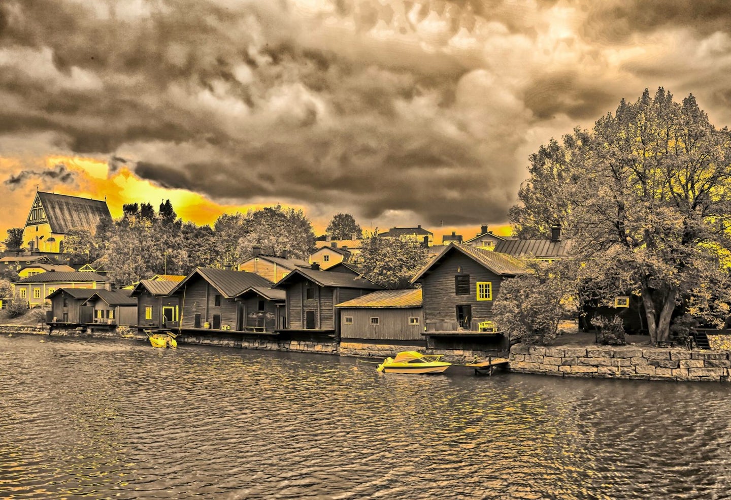 Artistic Rendering of a fishing village in Finland