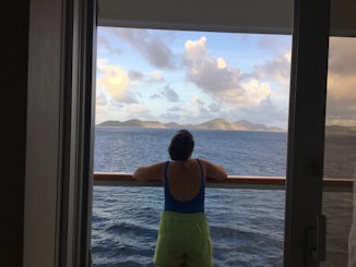 Viewing the islands from the veranda in the cabin.