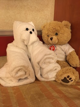 our stateroom attendant made a little buddy for our St. Jude bear