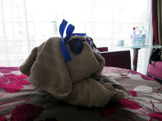 An example of how awesome the crew is! They made this little towel doggy fo