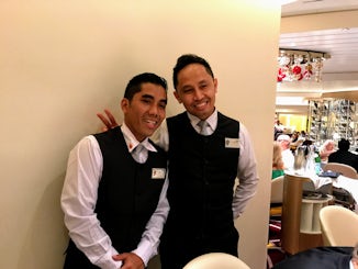 Our wonderful waiters Yudhi and Haris -- the best!