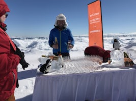 Champagne party on ice flow on the Wendell Sea.