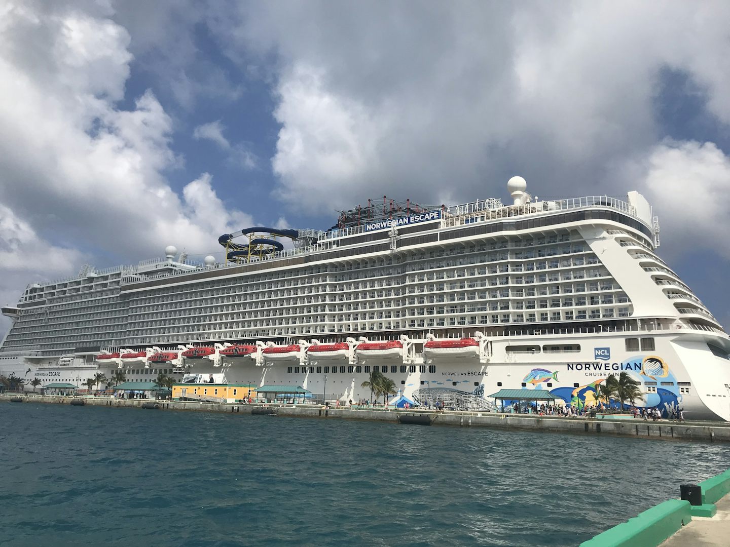 The ship,docked in Nassau.