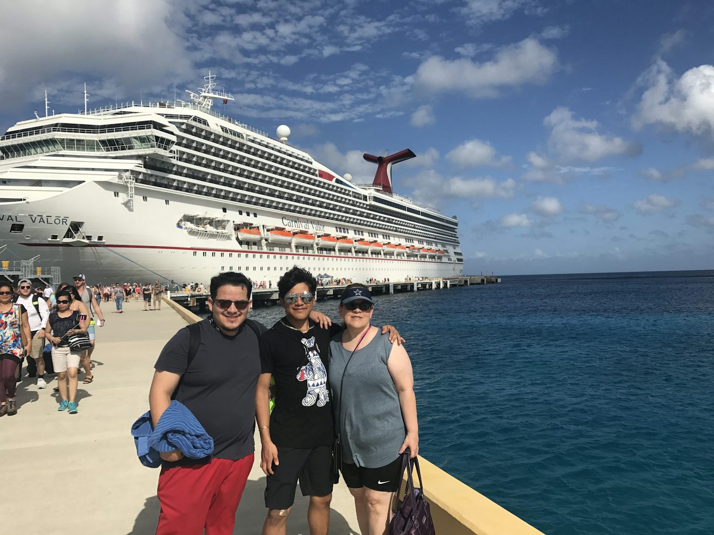 Wife and boys getting off of ship to start our day in Cozumel