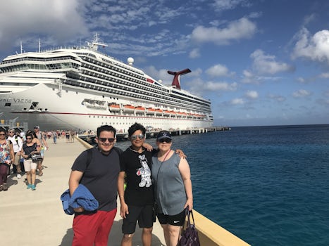 Wife and boys getting off of ship to start our day in Cozumel