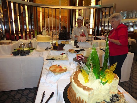 Delicious cake at the lunch buffet in the dining room