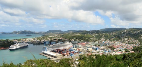 Three ships in port at St. Lucia