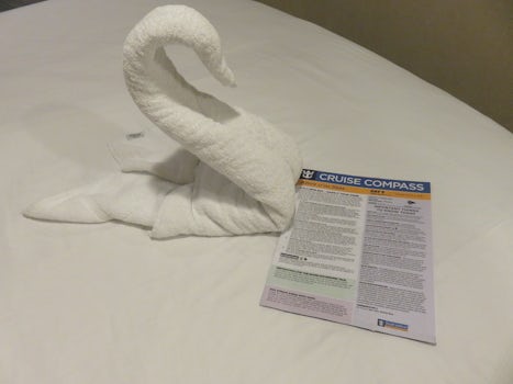 Towel folded into a swan.