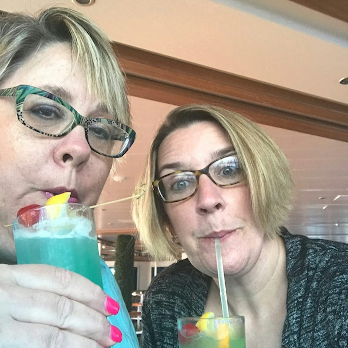 My friend and I having another frozen drink!