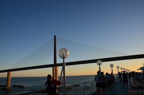 Sailing under the Sunshine Skyway Bridge after leaving Tampa.