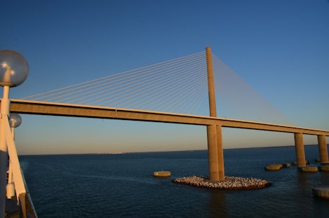 Looking back at Sunshine Skyway Bridge after we had sailed under it.