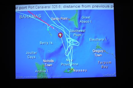 Due to weather, we couldn't dock for two days, this was our route circl