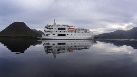 The Coral Discover anchored at Port Davey on Tasmania's South West coast