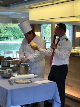 Cooking demonstration on board