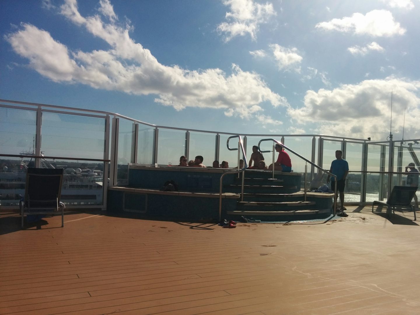 One of several cantelever hot tubs on top deck, was very popular spot and great vantage point. There is a bar steps away when thirsty.