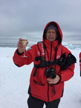 THIS WAS WHEN WE LANDED ON A ICEBURG AND HAD A CHAMPAGNE TOAST