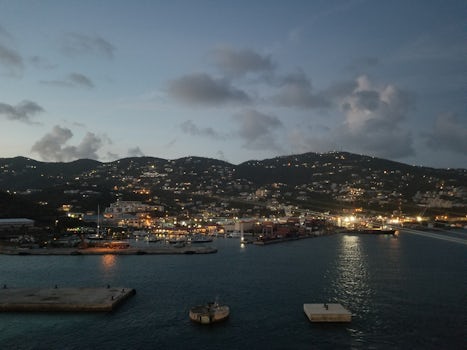 Beautiful view of St.Thomas as we depart for our next destination at sunset