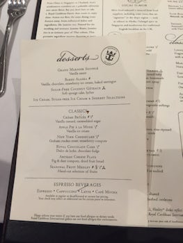Dessert menu stapled over dinner Menu. Very low class and difficult to read