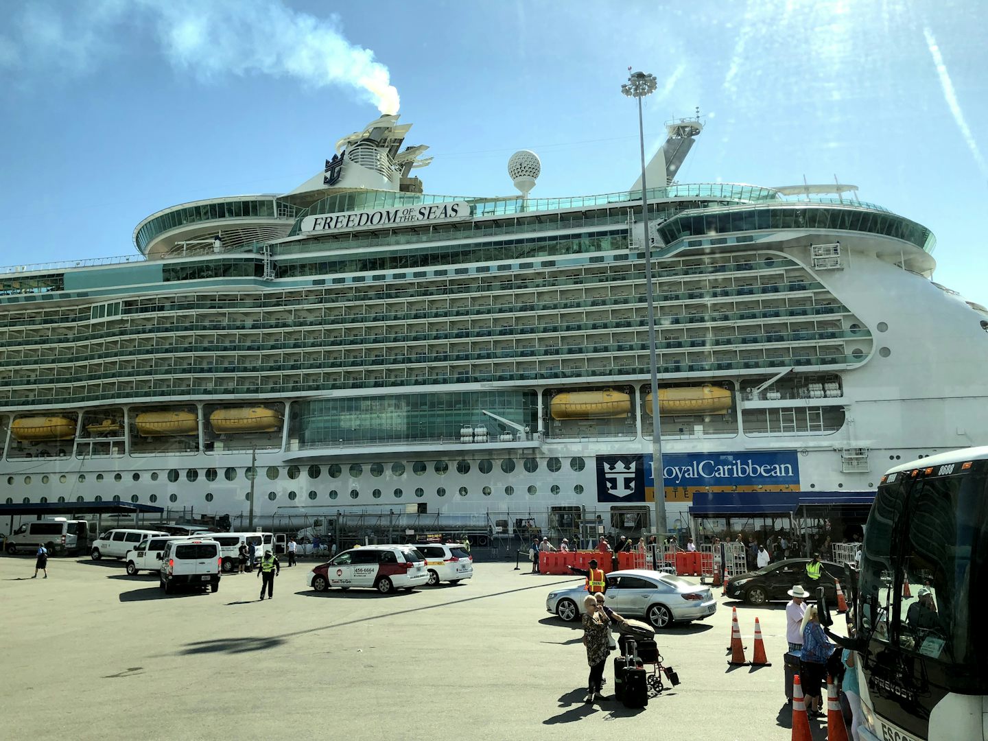 The cruise ship from land.