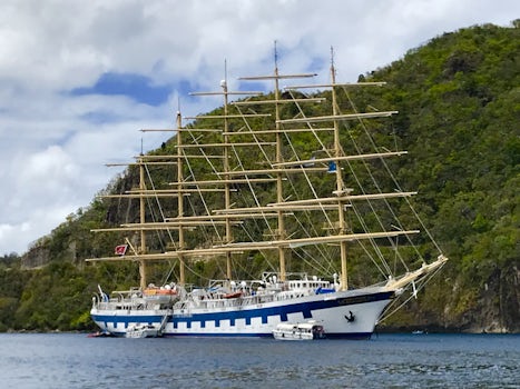 Star Clipper ship moored off Soufriere