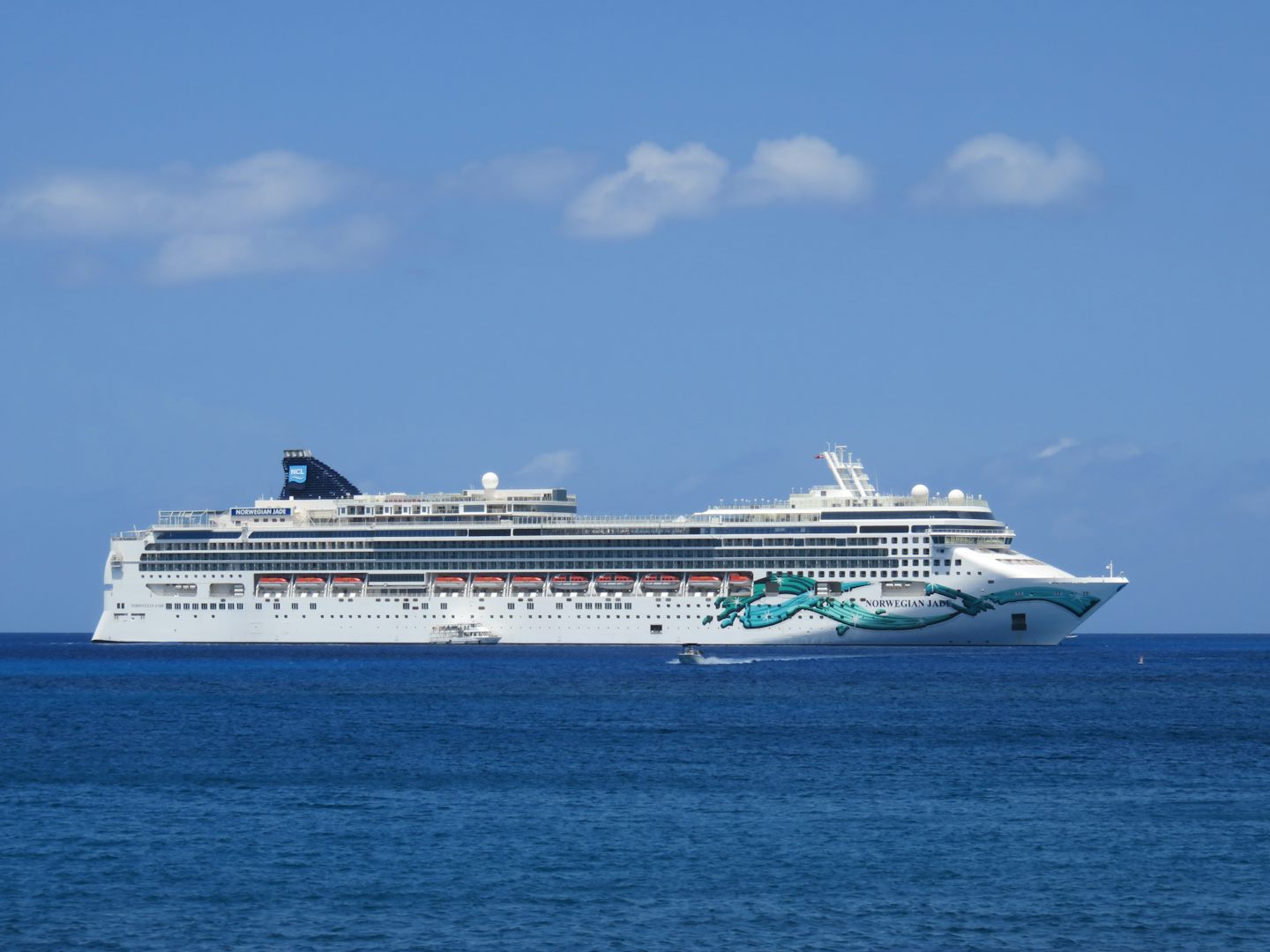 Photo of the Norwegian Jade docked at Grand Cayman during our latest cruise