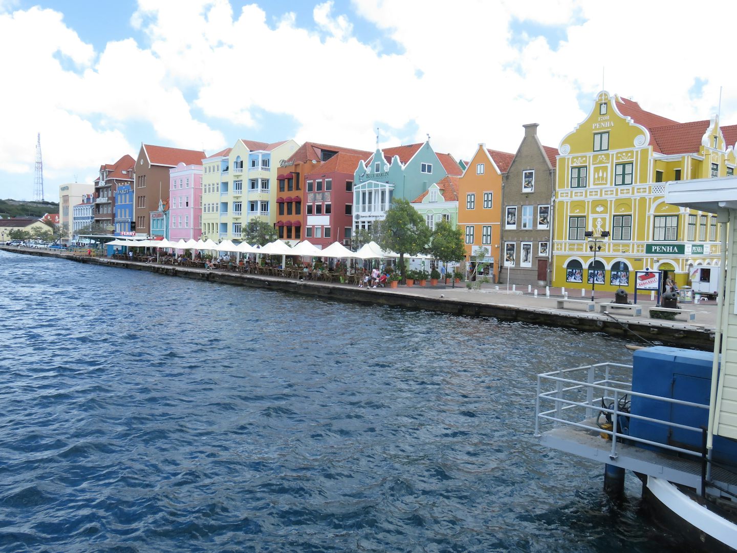 The famous river view setting in Curacao.