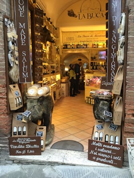 Butcher shop in Siena, Italy.