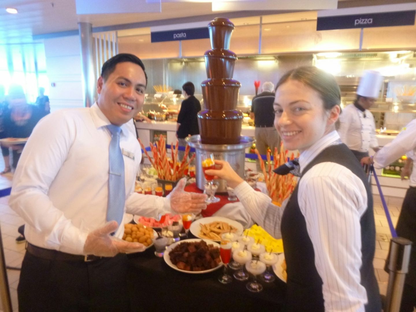 Ernest and Nena in Ocean View Cafe with chocolate fountain
