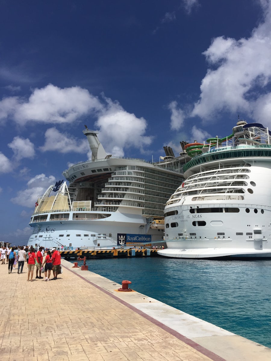 This was our ship in Cozumel next to the allure such an awesome amazing vie