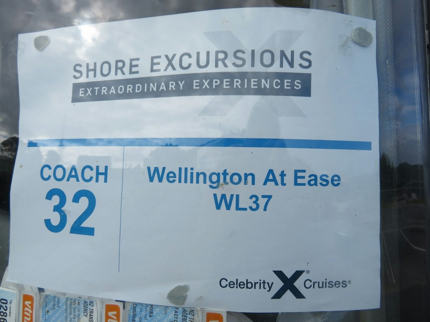 Shore excursion sticker on coach