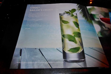 World class bar cocktail menu