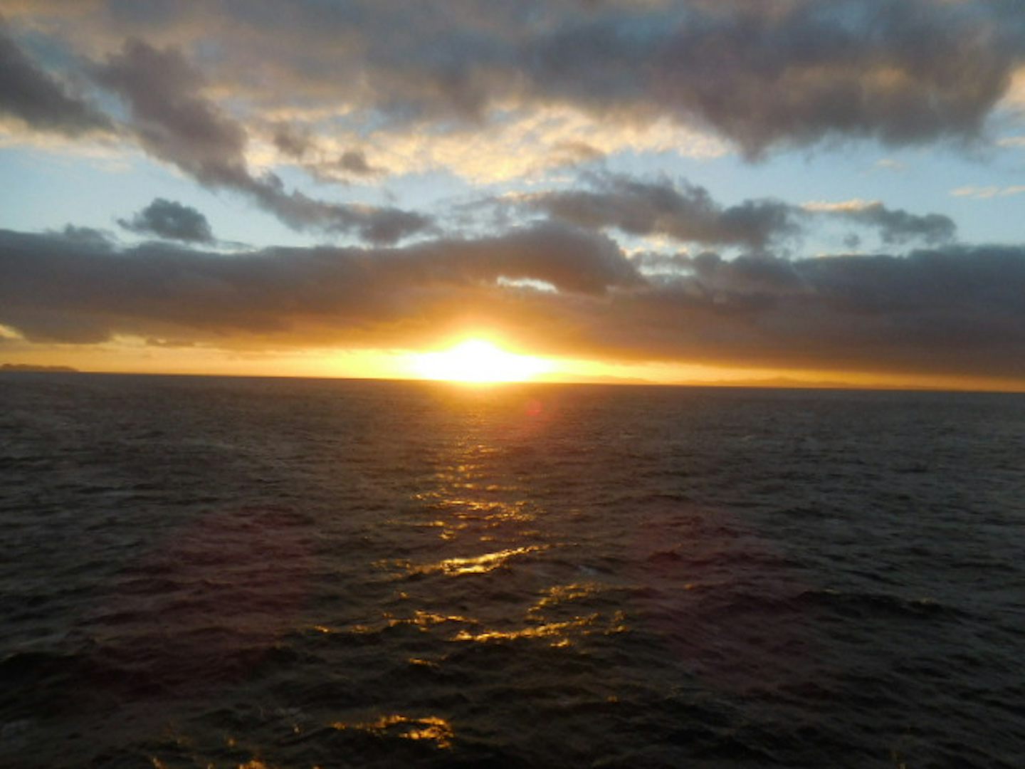 Photo taken from our cabin at sunrise on the trip to Auckland