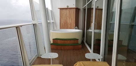 balcony with hot tub