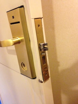 Broken cabin door that wouldn't close properly, allowing light and nois
