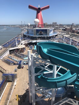 view of the lido deck from the top of the slide