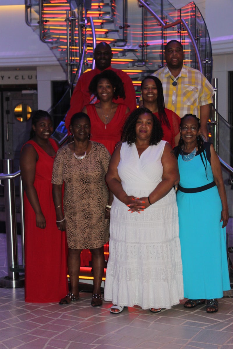 Some of my husband's family members that took pictures at the glass sta