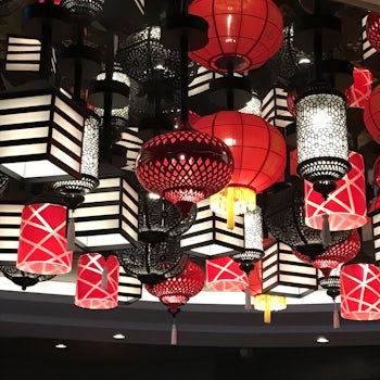 a collection fo asian inspired ceiling lights