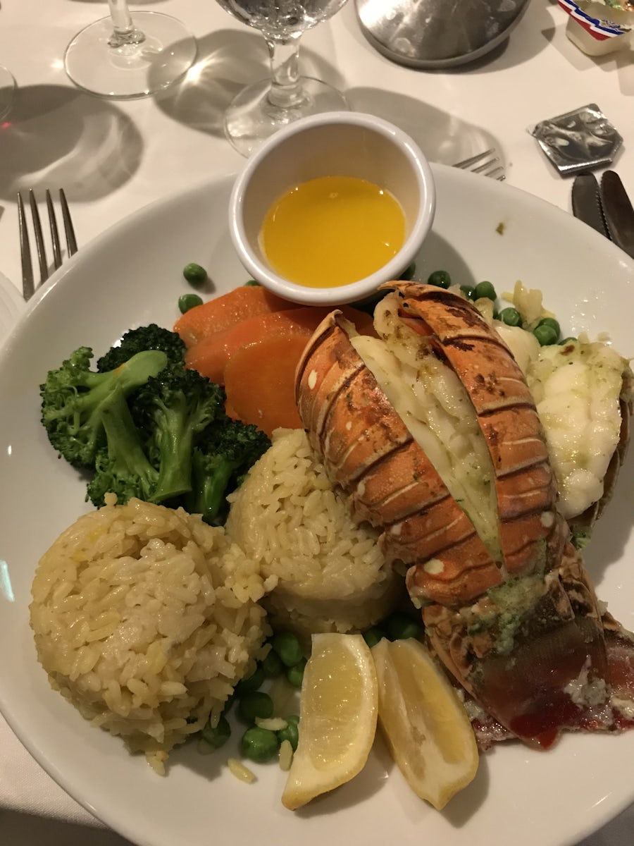 View of lobster dinner