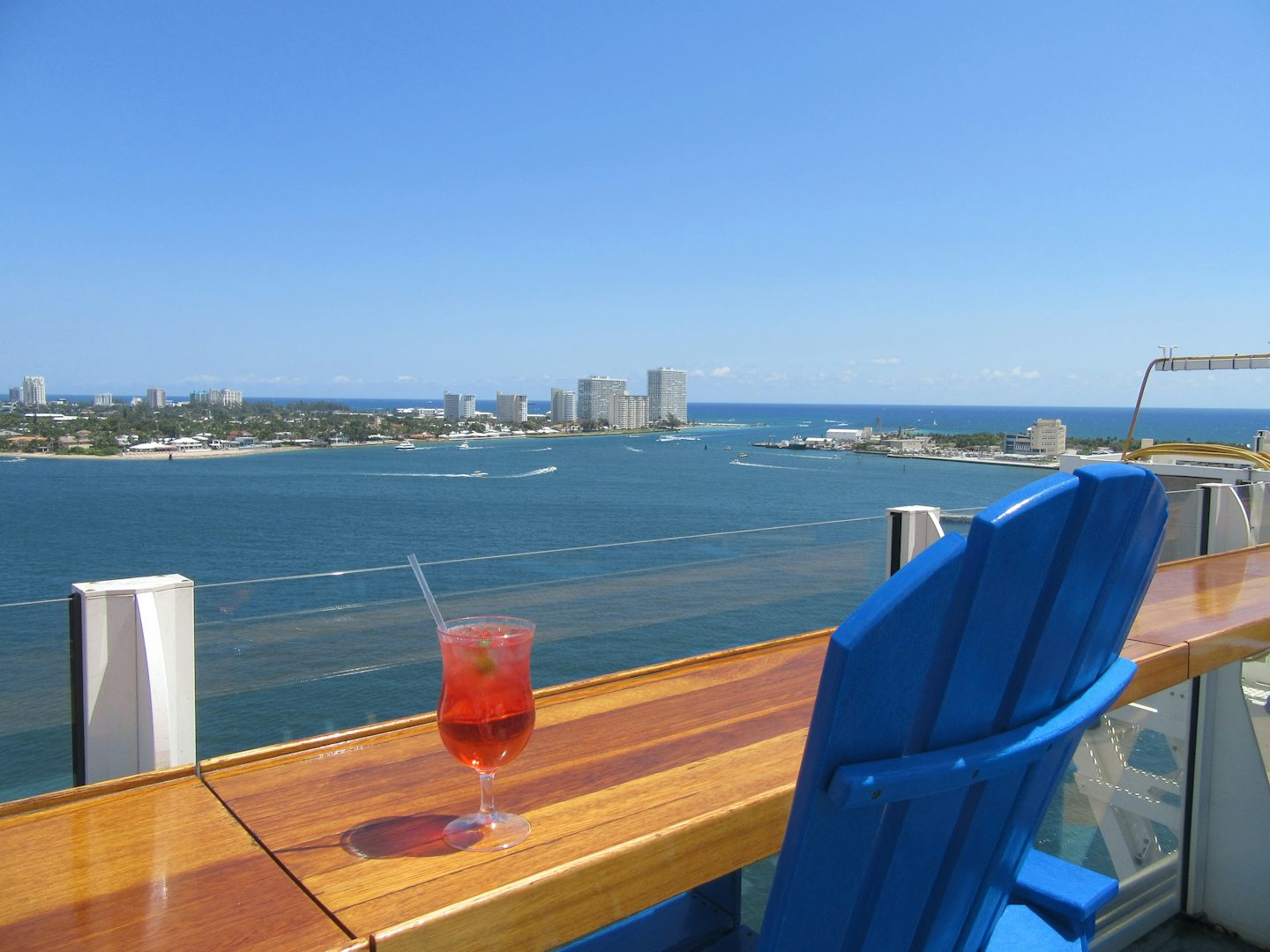 Drink with view of Ft. Lauderdale