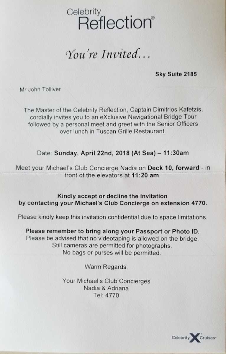 Invite for Captains luncheon