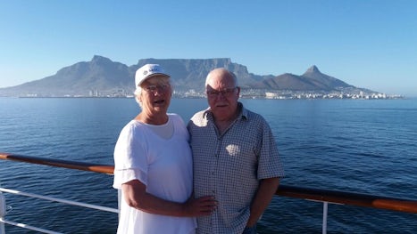 Hubby and I on our return, still smiling, after an amazing trip and unforge