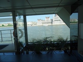 Budapest parliament buildings from ships lobby