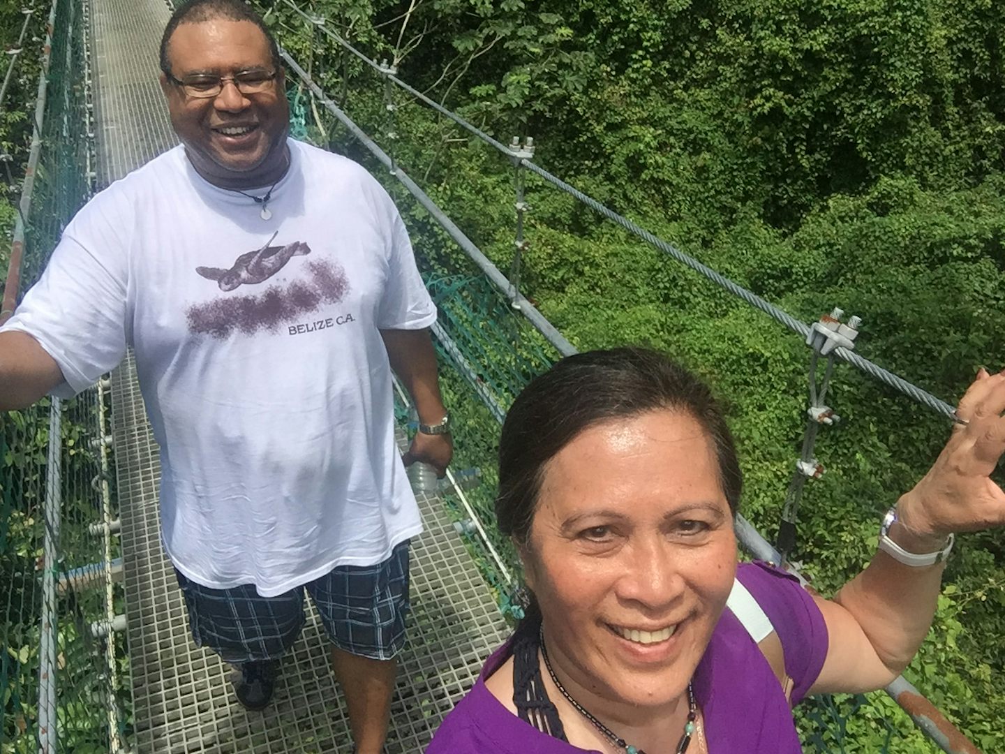 Best of Roatan excursions. Swing bridge at an eco park