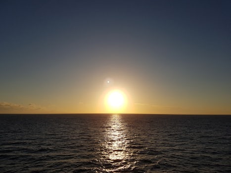 Sunset from our balcony-stateroom.