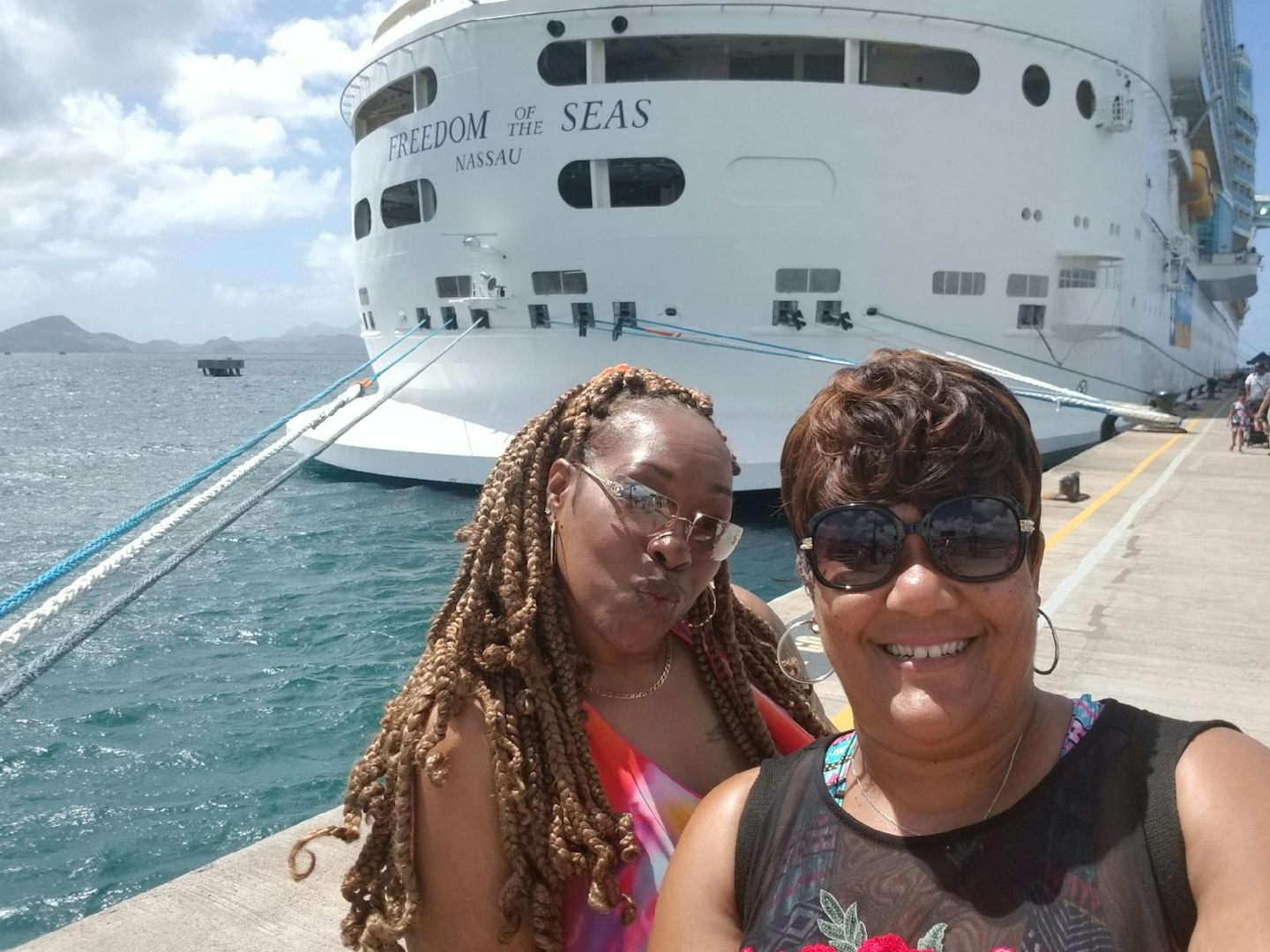 We at our first port, St. Kitts! Showing our ship. About to enjoy the water