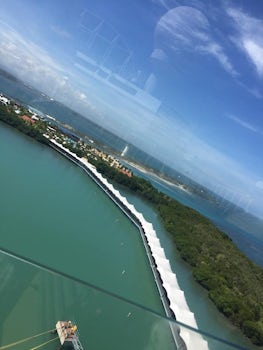 View of Harvest Caye from the top deck