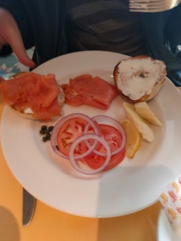 Lox and a bagel for breakfast in the main dining room